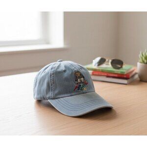 Polo Ralph Lauren Light Wash Blue Denim Polo Bear Preppy Bear Baseball Cap Hat